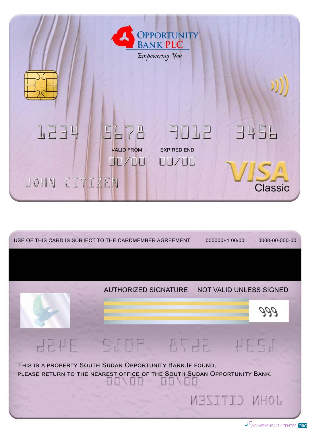 Download South Sudan Opportunity Bank visa classic card Photoshop template
